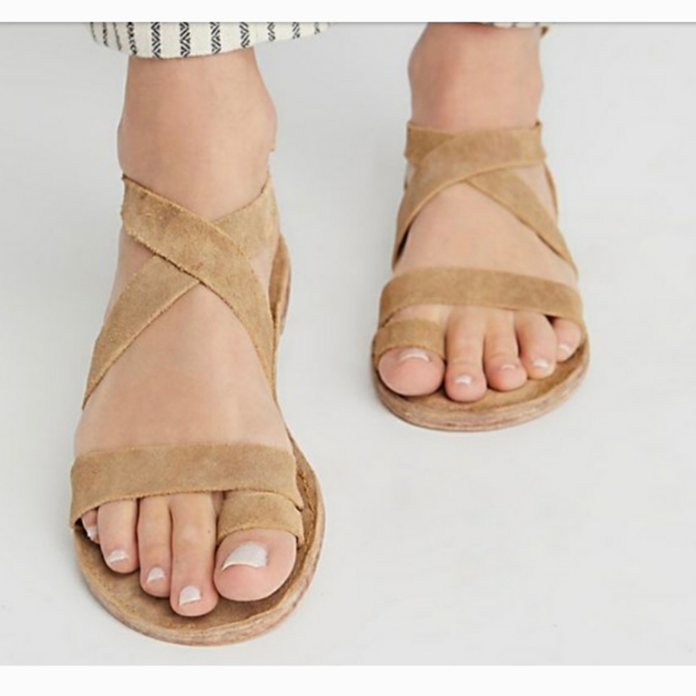 Free People x Faryl Robin Hide Tide Boho Strappy Toe Loop Sandals